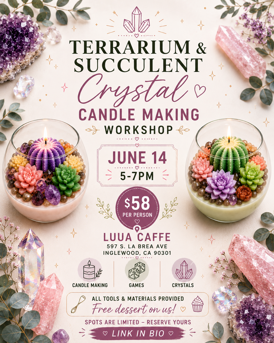 Terrarium & Succulent Crystal Candle Making Workshop