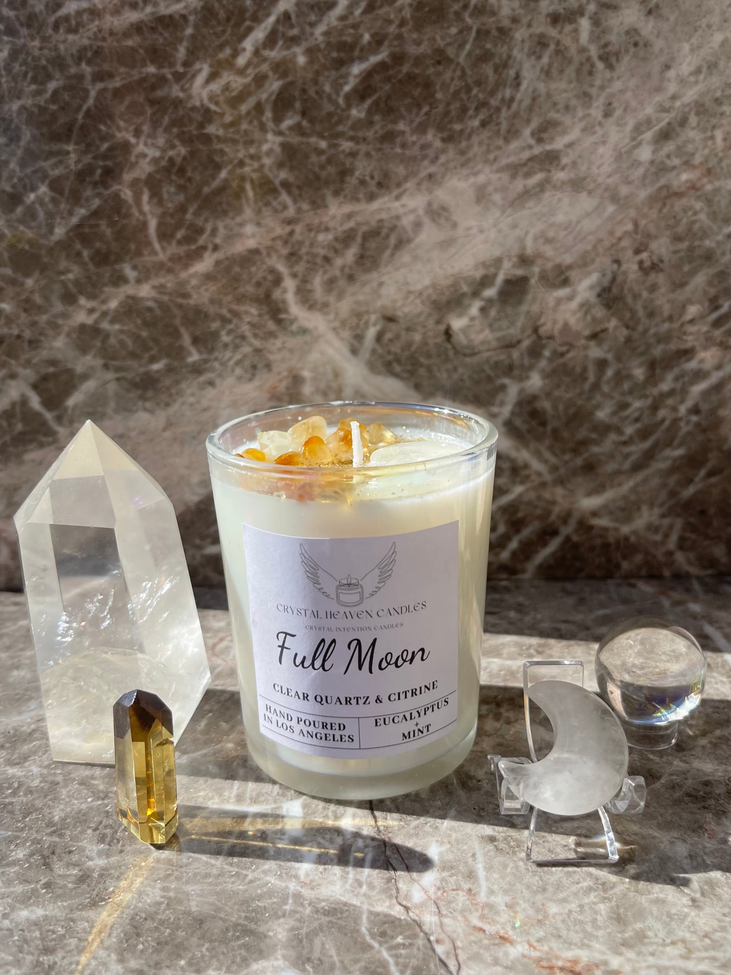 Full Moon Crystal Candle