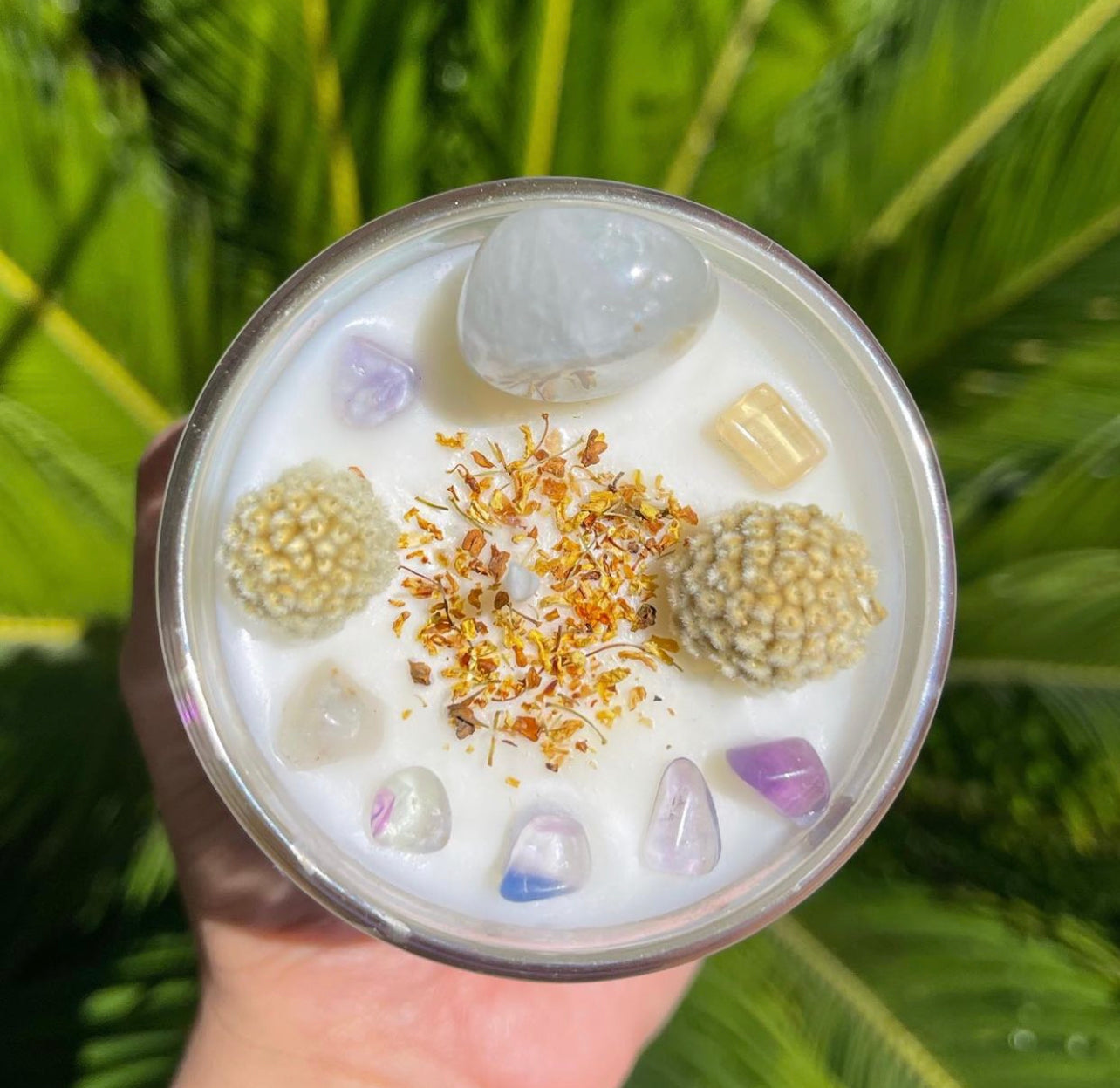 Focus Rainbow Fluorite Crystal Candle