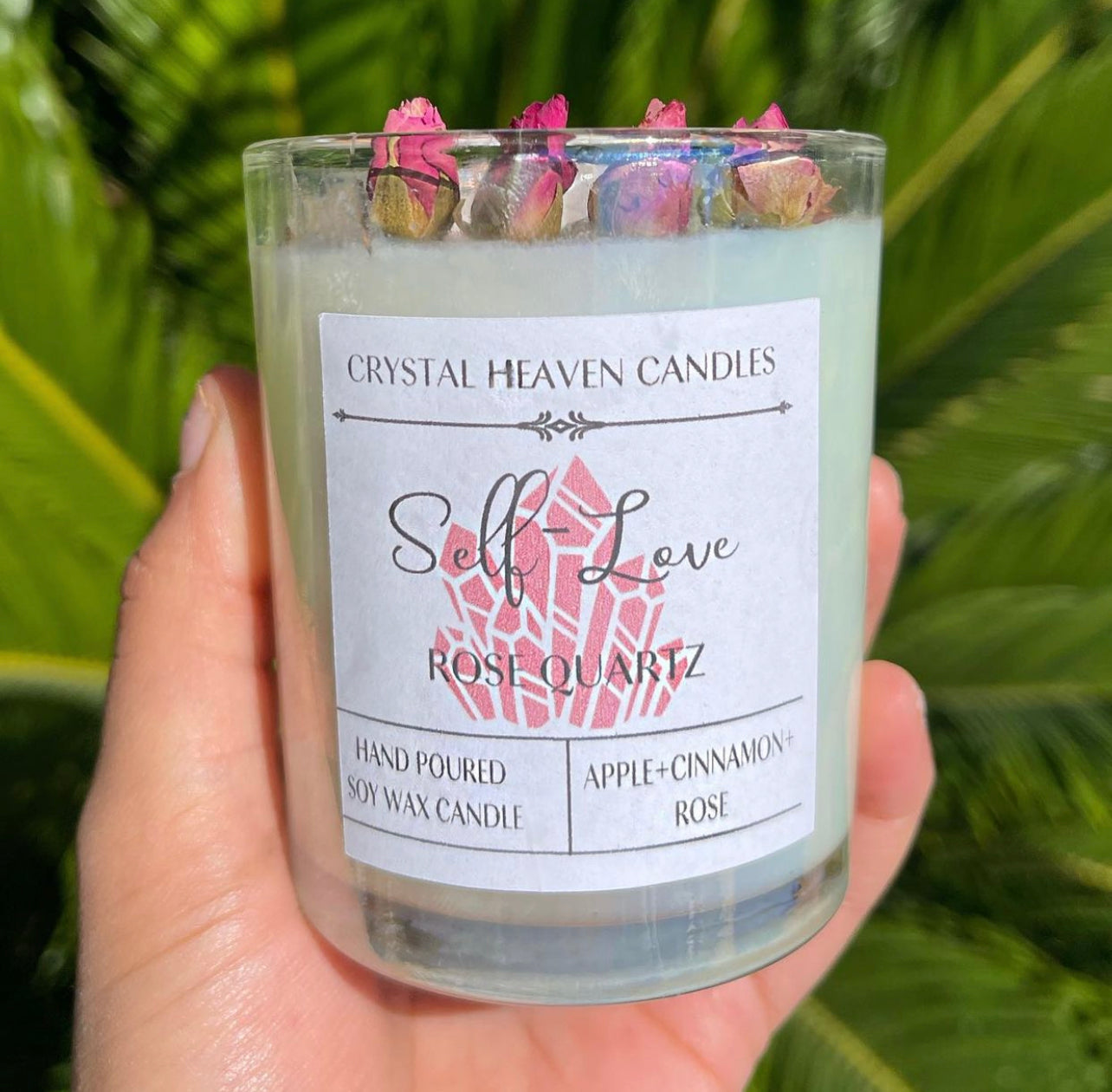 Self-Love Rose Quartz Crystal Candle