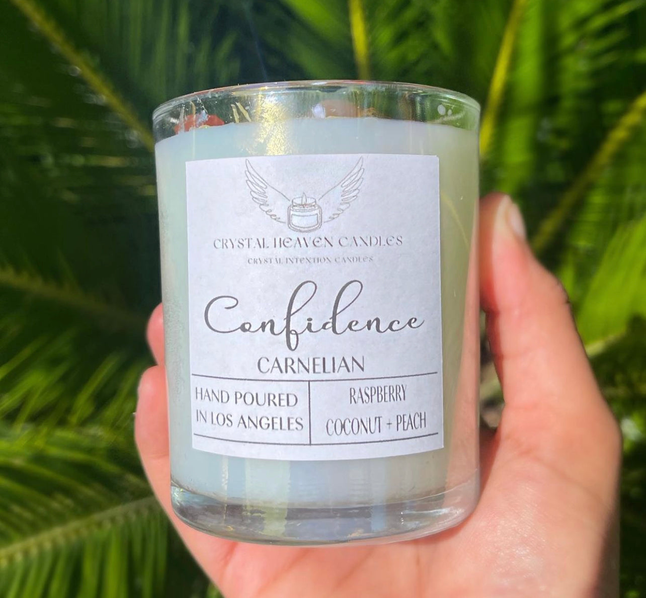 Confidence Carnelian crystal candle