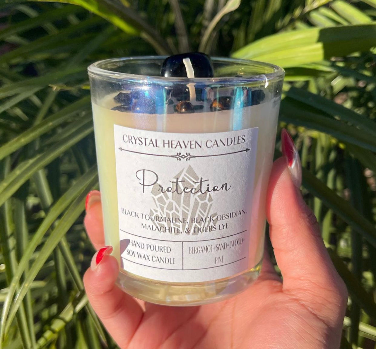 Protection Black Tourmaline Crystal Candle