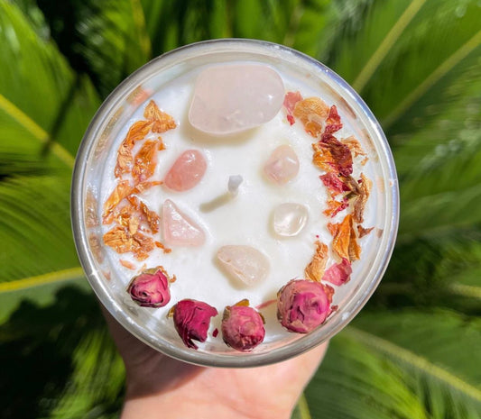 Self-Love Rose Quartz Crystal Candle