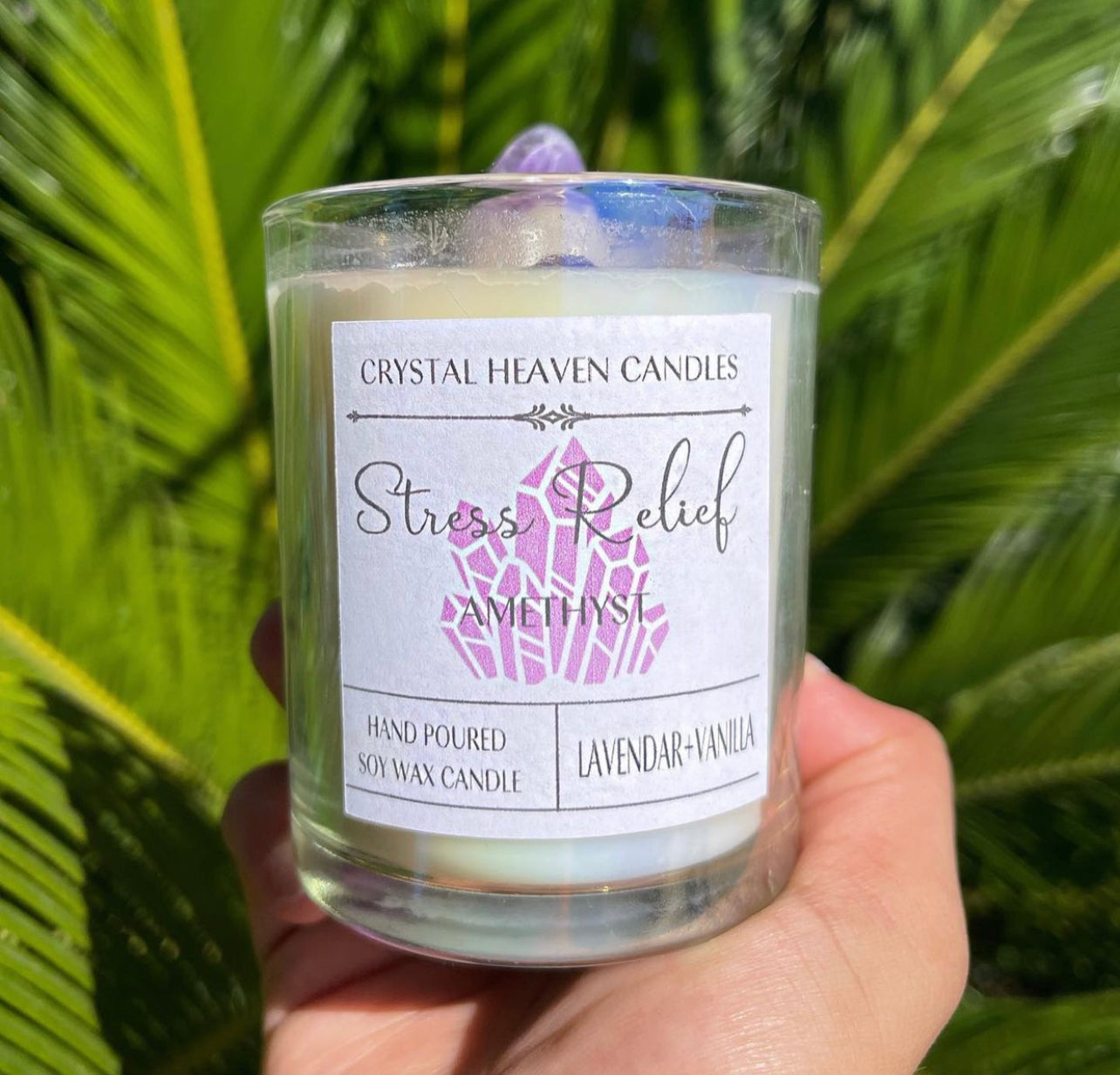 Stress Relief Amethyst Crystal Candle