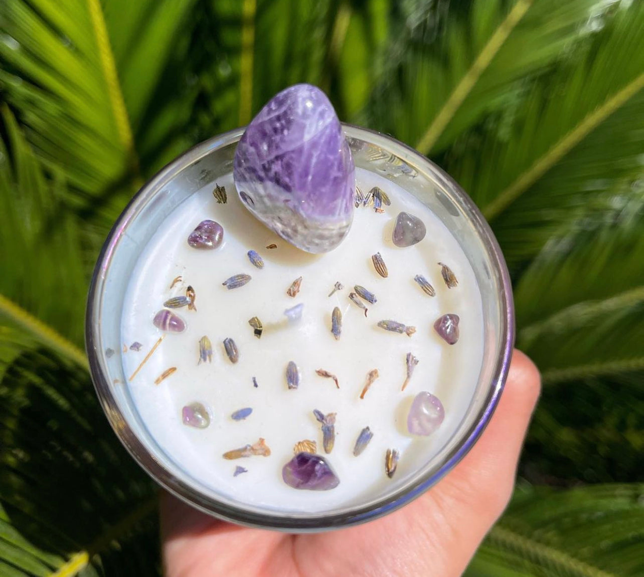 Stress Relief Amethyst Crystal Candle