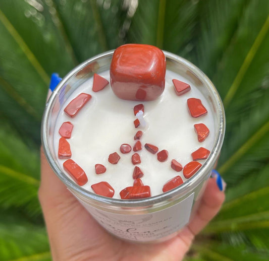 Balance Red Jasper Crystal Candle