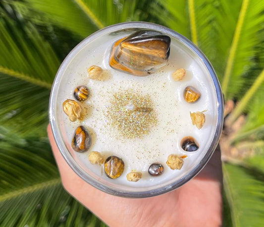 Prosperity Tiger's Eye Crystal Candle