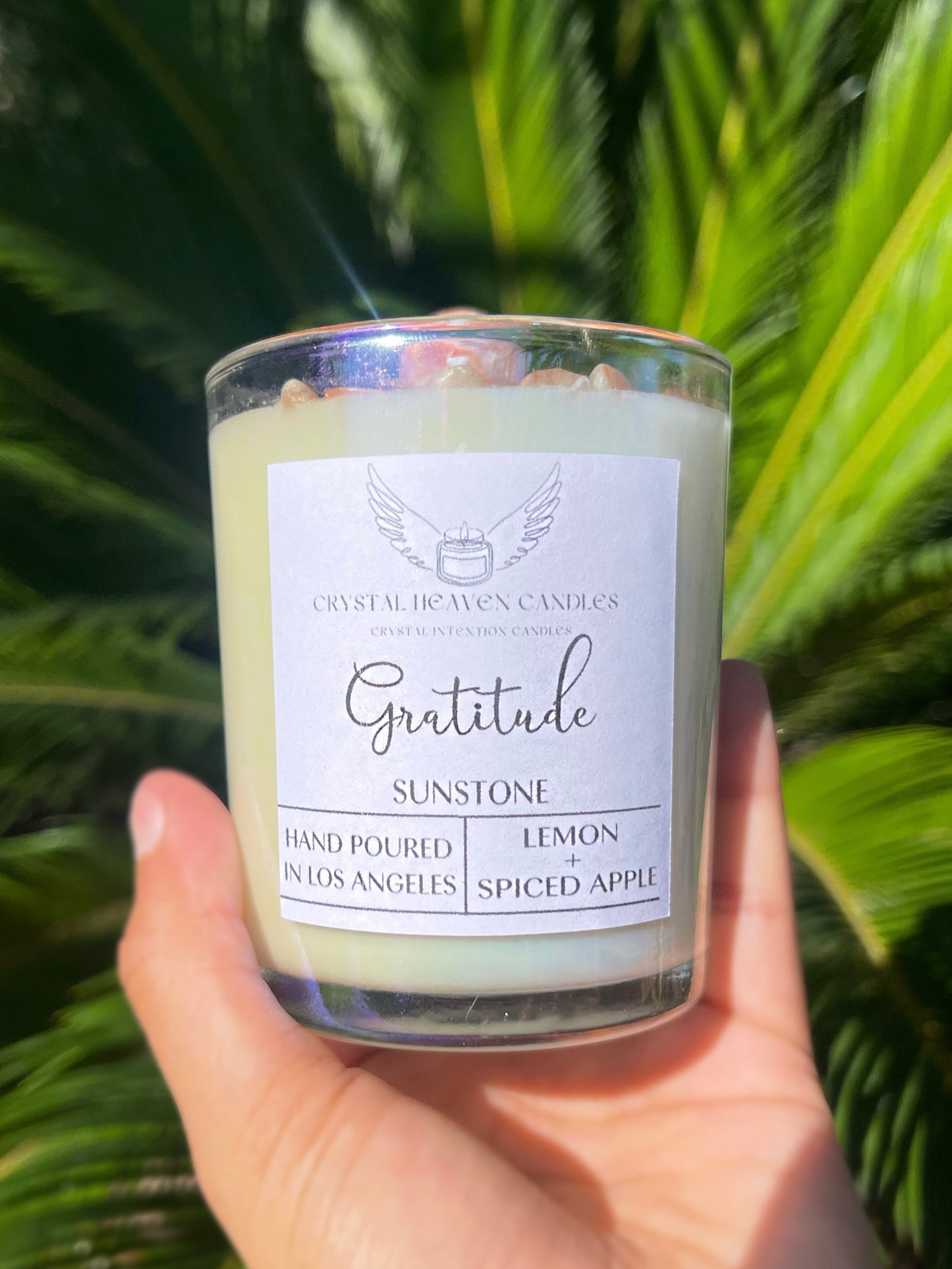 Gratitude Sunstone Crystal Candle