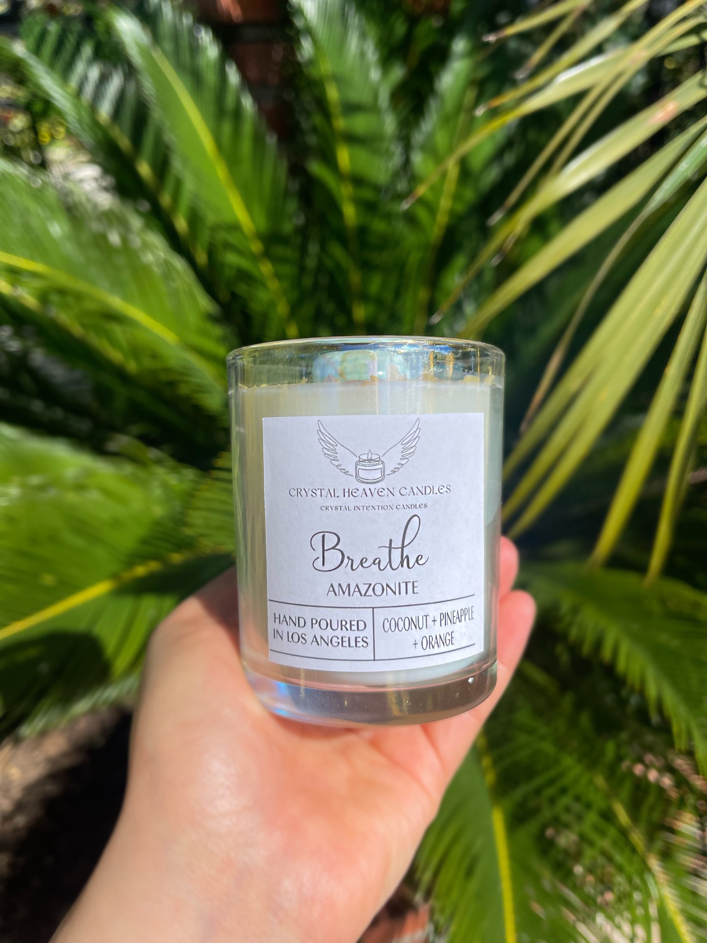 Breathe Amazonite Crystal Candle