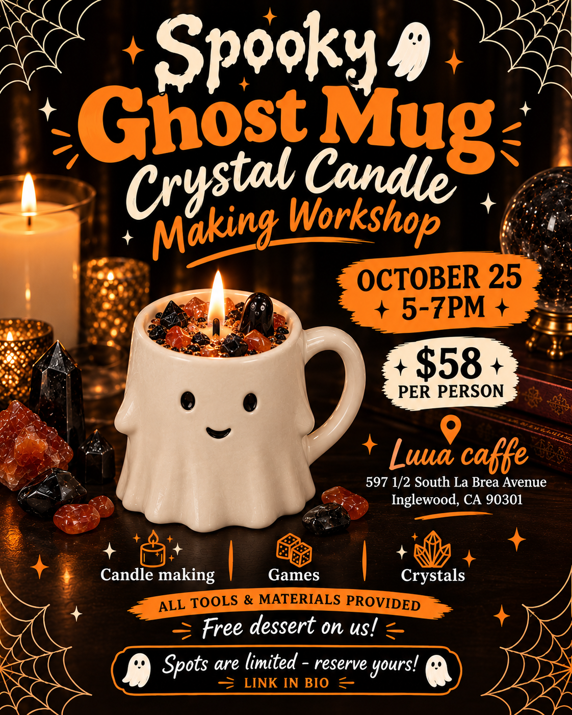 Spooky Ghost Mug Crystal Candle Making Workshop